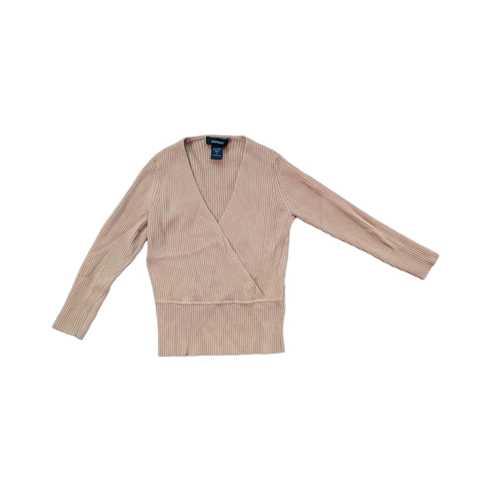 Vintage Beige Tank Wrap Shirt Ribbed Vintage 90s Crop Top by Express Size Small